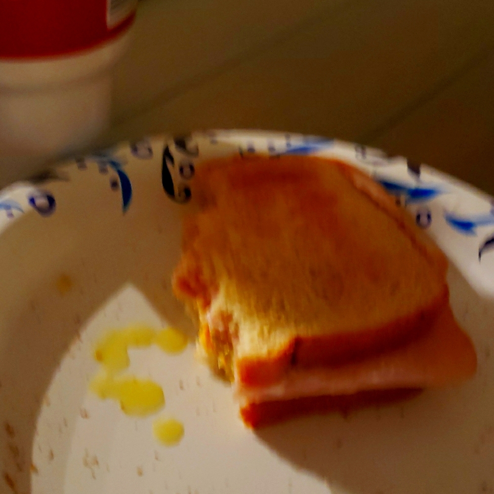 A quarter eaten sandwich